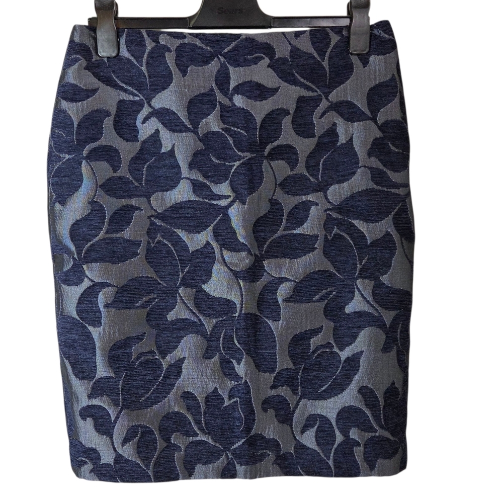 Ann Taylor Navy and Gray Floral Pencil Skirt Size 10